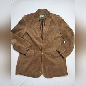 Cabela's Brown Leather Sport Coat Blazer Men 44 Tall Buffalo Nickel Button Suede